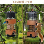Squirrel Proof Bird Feeder 5LBS Large Capacity Outdoor Hanging Metal Construction Bilateral Weight-Activated Easy to Fill & Clean Weather Resistant for Garden Backyard