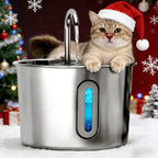 Cat Water Fountain 74oz Stainless Steel - Ultra Quiet USB Pump, Faucet Flow, 3-Stage Filter & Visual Water Level Window, Automatic Pet Water Fountain for Cats & Small Dogs Indoor