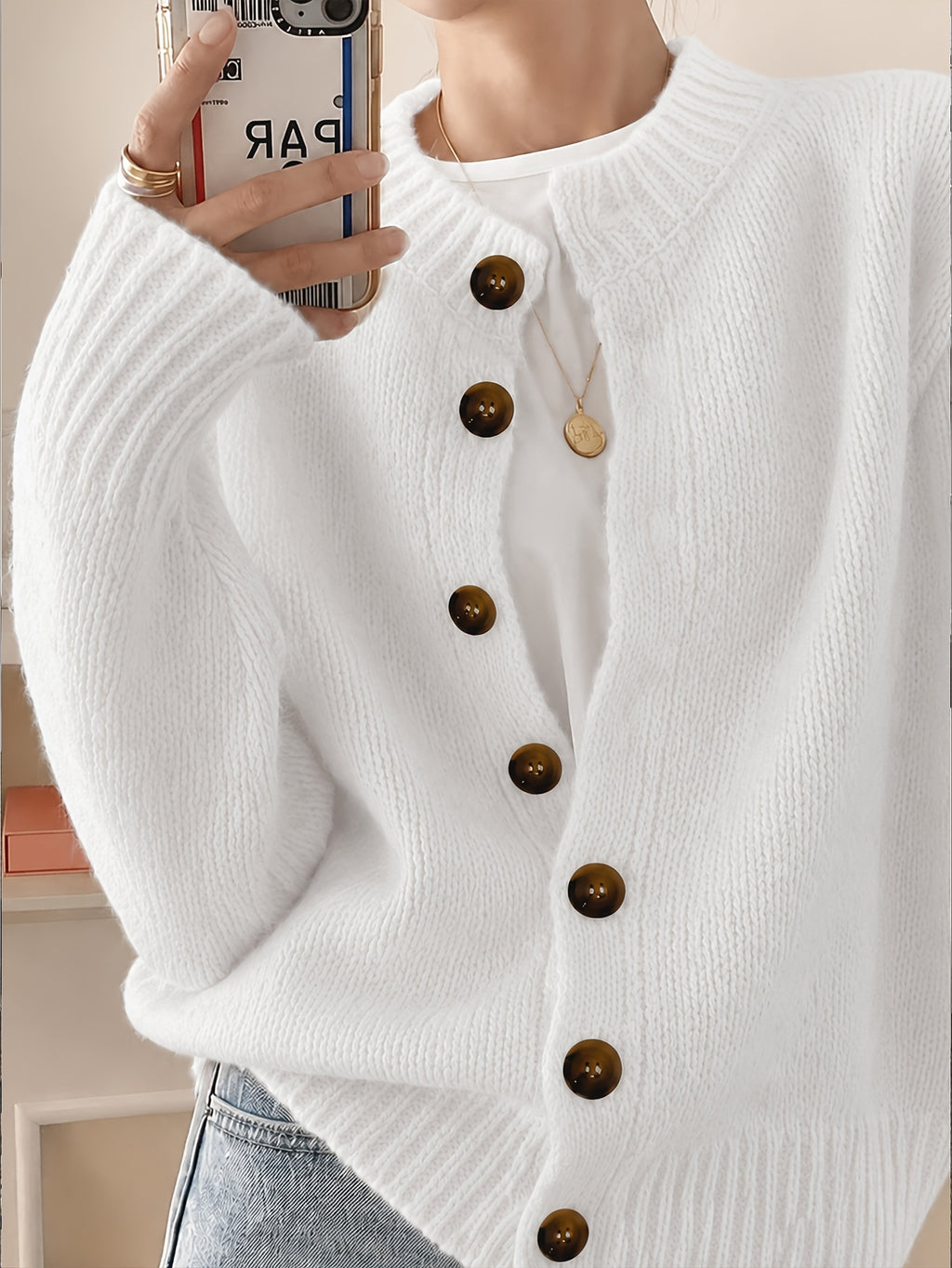 Casual Cardigan Women's Colorful Button-Front Long Sleeve Round Neck Knit Sweater | Lightweight Candy Dot Pattern Stretch Fabric Elegant Fashion Top S M L XL