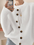 Casual Cardigan Women's Colorful Button-Front Long Sleeve Round Neck Knit Sweater | Lightweight Candy Dot Pattern Stretch Fabric Elegant Fashion Top S M L XL