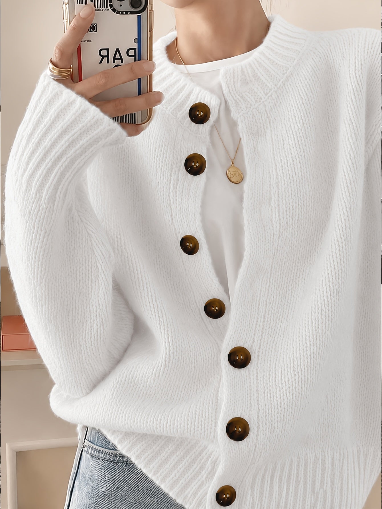 Casual Cardigan Women's Colorful Button-Front Long Sleeve Round Neck Knit Sweater | Lightweight Candy Dot Pattern Stretch Fabric Elegant Fashion Top S M L XL