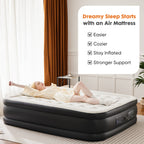 Inflatable Air Mattress with Built-In Pump – Double Height Blow-Up Airbed 16"/18"/21" Thick, 660 Lbs Capacity, Non-Slip Bottom – for Home, Guest Room, Camping & Outdoor Use