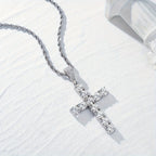 925 Sterling Silver Platinum-Plated Cross Pendant Necklace for Men – Hypoallergenic Hip Hop Luxury Style, Perfect Gift for Him, Banquets, Parties & Special Occasions