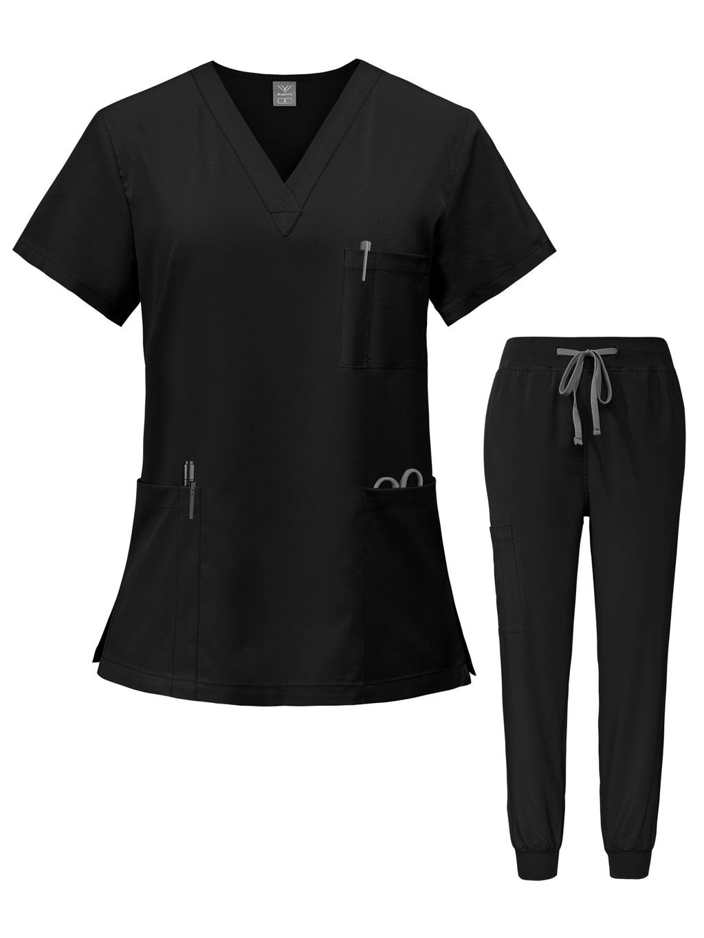 Nurse Scrubs Set – V-Neck Top & Jogger Pants Uniform for Nursing, Medical, Dental & Hospital Healthcare Workers, Solid Color Workwear with Pockets