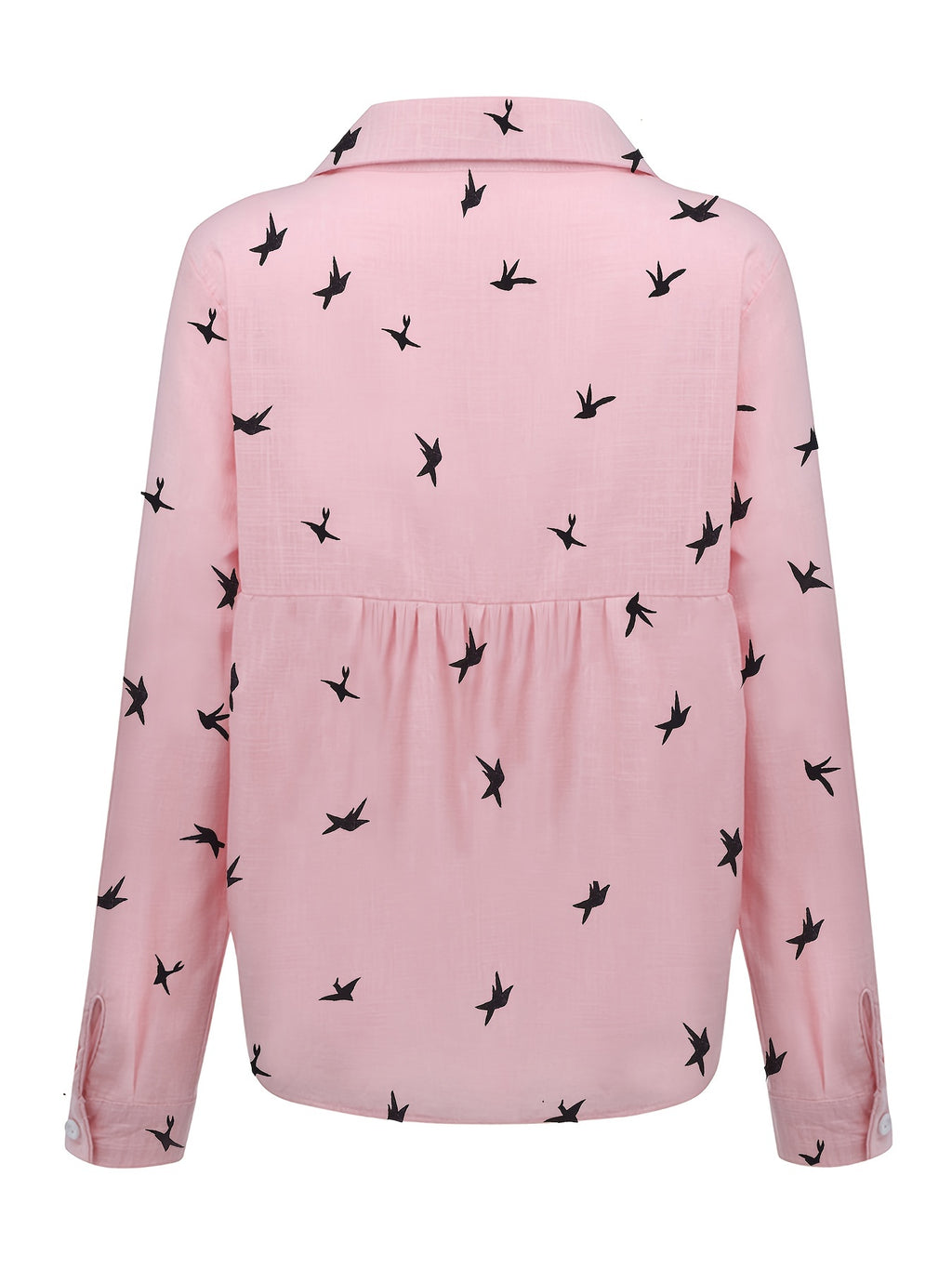 Women's Bird Print Button-Front Long Sleeve Shirt | Lapel Collar Casual Woven Polyester Top for Spring Fall Everyday Wear
