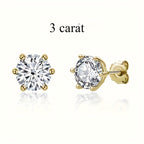 S925 Sterling Silver Moissanite Stud Earrings for Women – Vintage Elegant Style, 0.5CT 1CT 2CT 3CT, Gold & Silver, Daily Wear & Party Jewelry Gift