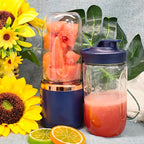 Portable Personal Blender Juicer 1500mAh USB Rechargeable – Food Grade ABS Double Cup Fruit & Vegetable Smoothie Maker, Multifunctional Mini Juicer for Home, Travel & Gym, Gift Box Included