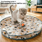 Electric Cat Teaser Ball with Hunting Cover - Smart Self-Entertaining Interactive Cat Toy, Scratch & Bite Resistant Hideaway Ball, Lightweight Quiet Auto-Moving Toy for Cats & Dogs, Great Pet Gift