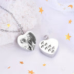 Personalized Pet Cremation Jewelry for Ashes - Custom Photo Urn Necklace with Paw Print Heart Pendant, Stainless Steel Memorial Locket for Dog & Cat Ashes, Includes Funnel Kit - Pet Loss Gift