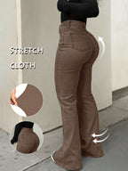 Women's Y2K Vintage High-Waist Straight Leg Denim Jeans – High Elastic Waistband, Solid Color Long Pants, 12 Colors, Sizes XS-XXL, Trendy Streetwear Fashion