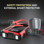 Jump Starter with Digital Tire Inflator 5000A/10000A Peak, Multi-Function Car Jump Box with Smart Battery Clamps LED Flashlight Power Bank, Emergency Kit for Car RV Motorcycle