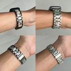 Apple Watch Band 42 44 45 46 49mm Women Stainless Steel Resin Metal Replacement Strap Starlight Rainbow for iWatch Series 11 10 9 8 7 6 5 4 3 SE Ultra Work Office Fitness Party