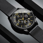 Men's Quartz Watch & Bracelet Jewelry Set 4pcs – Stainless Steel Date Display Casual Business Wristwatch with Bracelet & Necklace, Elegant Gift Set for Men