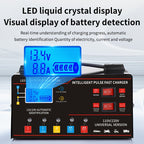 Smart Universal Battery Charger 12V 24V with LCD Screen Pulse Repair Trickle Maintainer for Car Truck Motorcycle Boat Lawn Mower Harvester – Automatic Temperature Regulation