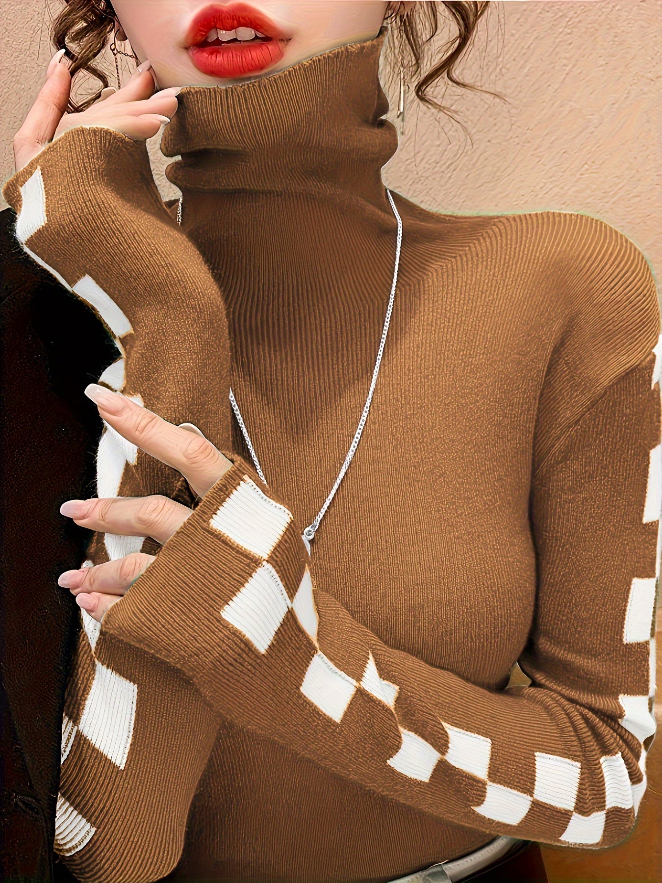 Women's High-Neck Slim-Fit Sweater – Turtleneck Base Layer Pullover Top for Fall, Winter & Everyday Layering