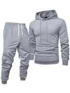Men's Hoodie Sweatshirt Set 6pcs Casual Tracksuit Long Sleeve Pullover with Drawstring Jogger Pants Knitted Fabric Black Red Gray Solid Color Sportswear for Men Regular Fit Gym Workout Outfit