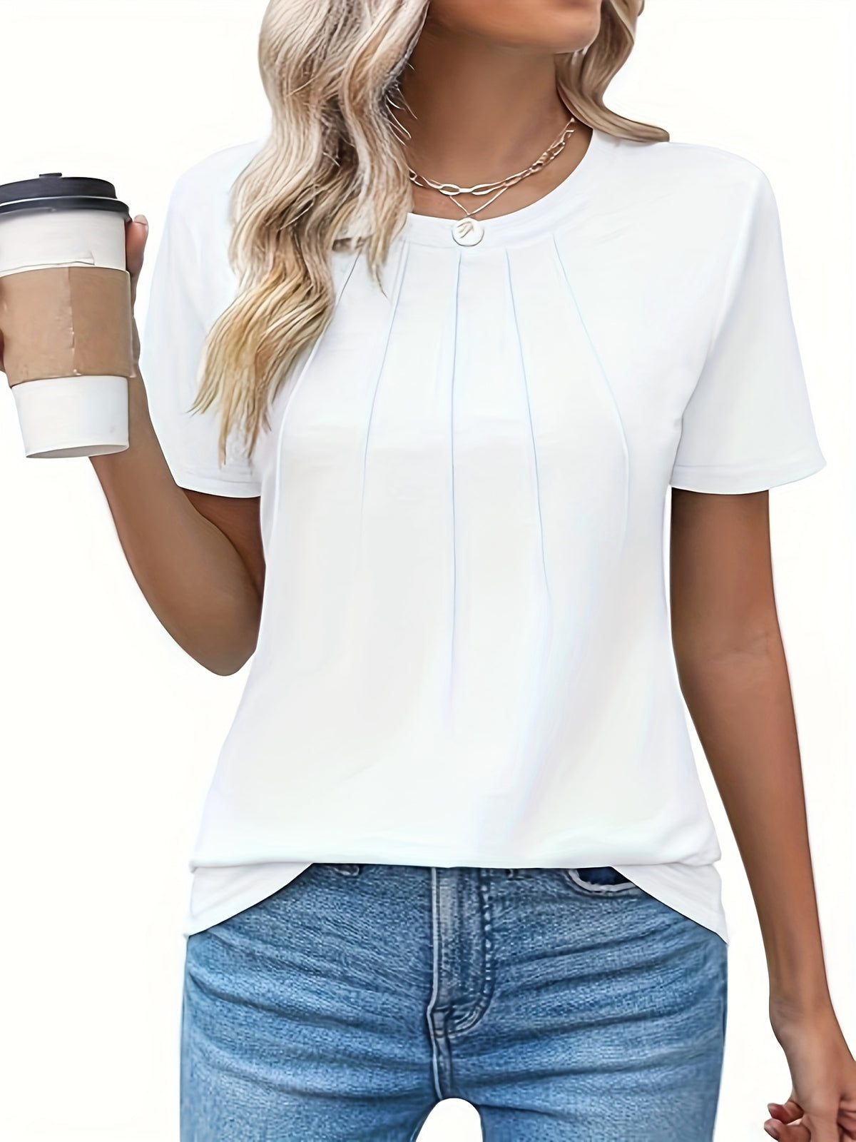 Women's Solid Color Round Neck Short Sleeve T-Shirt Casual Loose Relaxed Fit Micro Stretch Lightweight Summer Top Machine Washable S M L XL XXL