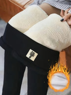 Women's Fleece Lined Leggings High Waist Thermal - Warm Stretchy Winter Pants Black Navy, Soft Snug Fit Jegging Style Cold Weather Leggings S-XL