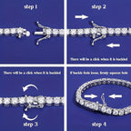 Moissanite Tennis Bracelet for Women in 925 Sterling Silver – Handcrafted Shiny Faceted Cut Birthstone Bracelet, 7"/8"/9", Luxury Gift Bag Included