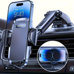3-in-1 Car Phone Holder Suction Cup & Air Vent Mount | 360° Rotation, 6.5"-8.5" Telescopic Arm, 60LB Nano-Gel Suction, Scratch-Proof – Universal Fit for iPhone, Samsung, Google & All 4"-7.2" Phones
