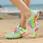 Barefoot Water Shoes for Women & Men – Ultra-Flexible Non-Slip Quick-Dry Beach Swim Shoes for Hiking, Fishing, Swimming, Fitness & Amphibious Sports, Fluorescent Green, Purple & Pink, US 5-11.5
