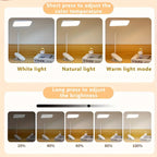 Adjustable LED Gooseneck Desk Lamp – Touch Control, Dimmable, Color Temperature Adjustment, USB & 18650 Rechargeable Battery Powered, Sunshade Indoor Task Light, White