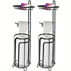 Freestanding Toilet Paper Holder – Metal Stand with 3 Reserve Roll Storage, Modern Bathroom TP Dispenser, No Drilling Required, Housewarming & Christmas Gift