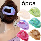Oversized Shark Claw Hair Clips Set 5/6 Pcs – Non-Slip Extra-Large Flat Claw Clips for Thick Hair, Beach, Party & Everyday Wear, Vibrant Colors