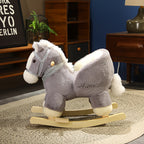 Rocking Horse for Infants and Toddlers - Indoor Outdoor Baby Ride On Toy, Grey Plush Design, Safe for Babies and Young Kids, Birthday and Holiday Gift