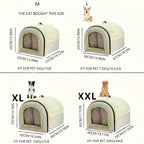 Enclosed Pet House Tent for Cats and Dogs - All-Season Warm Dog Bed with Removable Washable Plush Interior - Indoor Cat Sleeping Nest M L XL Sizes - Cozy Safe Pet Shelter Green Coffee