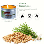 Citronella Candles Outdoor 6-Pack 4.4oz Each 150-Hour Burn Natural Mosquito Repellent for Patio Camping BBQ Garden Yard Party Deck Lanai Home Decor Gift