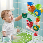 Kids Suction Cup Bath Toy Set – Interactive ABS Colorful Stacking Toys for Toddlers, Motor Skills & Sensory Play, Bathtub Toy Gift for Boys & Girls (Green / Red)