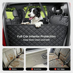 Dog Car Seat Cover Hard Bottom Back Seat Extender Holds 400 lbs – Dog Hammock Car Bed with Mesh Window & Storage Pockets for Cars SUVs Trucks All Breeds