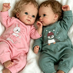 Lifelooking 18-Inch Reborn Baby Twins Set – Realistic Newborn Dolls with Soft Full Vinyl Body, Implanted Curly Hair, Pacifiers, Diapers & Birth Certificates, Role Play Gift for Kids Ages 3+