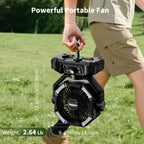 20000mAh Camping Fan with Dual Motor – Battery Operated Portable Fan with 4 LED Lantern Modes, 8 Speeds & Remote Control, Hanging Hook for Tent, Power Outages & Jobsite Use