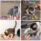 Mixed Cat Toy Set 16/32/64/200pcs - Assorted Interactive Plastic Feather & Polyester Toys for Cats, Random Colors & Styles, Bulk Cat Toys for Multiple Cats & Kittens, Daily Playtime Variety Pack