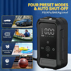 Portable Cordless Tire Inflator – Smart Wireless Air Compressor with Digital Tire Pressure Gauge & LED Light for Cars, Motorcycles, Bicycles & Balls, Type-C Fast Charging