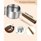 Stainless Steel Dog Food Scoop 1 Cup with Measuring Lines & Long Handle - Metal Pet Food Measuring Cup for Dogs & Cats - Durable Dog Cat Food Scoop with Cup & ML Markings for Accurate Portion Control