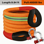 Heavy Duty Recovery Tow Rope Up to 44000 LBS Break Strength – Emergency Towing Strap with 2 D-Ring Shackles, Reflective Safety Flag & Storage Bag for Truck Jeep SUV ATV UTV Boat Off-Road Recovery