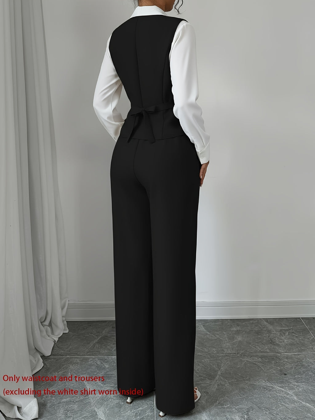 Women's 2-Piece Sleeveless Single-Button Vest & High Waist Wide Leg Pants Set – Solid Color Elegant Chic Office Casual Outfit for Spring Summer