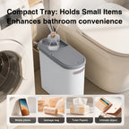 Small Bathroom Trash Can with Built-In Handles 2/1 Pack – Rustproof Plastic Wastebasket, Space-Saving Design for Bathroom, Laundry Room & Home Office, Includes Trash Bags