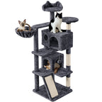 57-Inch Multilevel Cat Tree Tower with 2 Condos – Sisal Scratching Posts, Dangling Ball, Round Platform & Ladder for Indoor Kittens & Small Cats, 6 Colors, Christmas Gift for Cat Lovers