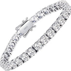 Tennis Bracelet Lab Grown 925 Silver Plated Round Cut Elegant Jewelry Gift for Women Men Sizes 6.5 to 8.5 Inches White Diamond Style Bracelet