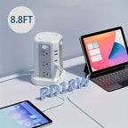 Power Strip Tower 16 AC Outlets 5 USB Ports USB-C PD20W 1500J Surge Protector Flat Plug Desktop Extension Cord