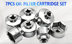 7-Piece Oil Filter Socket Wrench Set 3/8" Drive CR-V Steel 24mm 27mm 29mm 30mm 32mm 36mm 38mm - Universal Oil Filter Removal Tool Kit for Car Oil Changes