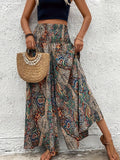 Women's Bohemian Wide Leg Pants High Waist Elastic Waist Paisley Floral Print Casual Flowy Trousers Spring Summer Fall S M L XL Multicolor