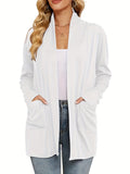 Women's Open Front Cardigan Sweater Long Sleeve with Pockets - Cozy Knit Oversized Drape Wrap Sweater for Fall Winter, Casual Loose Fit Outwear Top S-XXL Multiple Colors