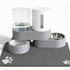 Gravity Cat Feeder 2 Pack - Automatic Food Feeder and Water Dispenser Set with Detachable Pet Bowl & Silicone Mat for Cats Small Medium Dogs Large Capacity Gravity-Fed No Electricity Needed Pet Feeding Station