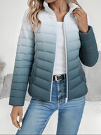 Women's Quilted Puffer Jacket Lightweight Padded Coat Stand Collar Zip Up Cropped Outerwear Fall Winter Slim Fit