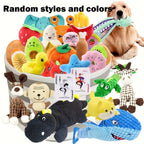 Cartoon Plush Squeaky Dog Toys 5 or 10 Pack - Random Style Stuffed Animal Squeeze Sound Toys for Puppies & Small Dogs, Fun Gift Set Bundle